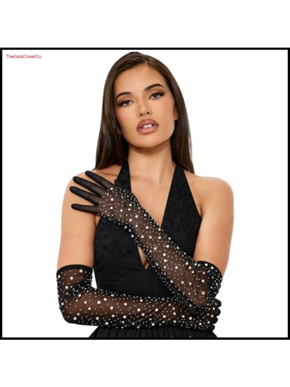 SAWINDA Long Elbow Length Tulle Gloves Rhinestone Party Opera Costume